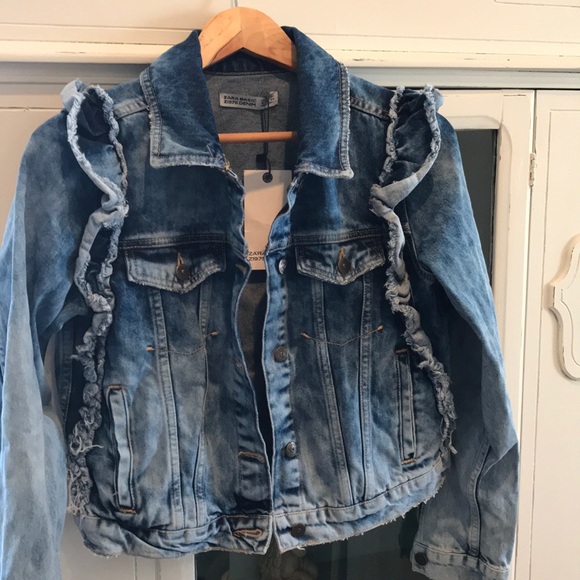ruffled denim jacket zara